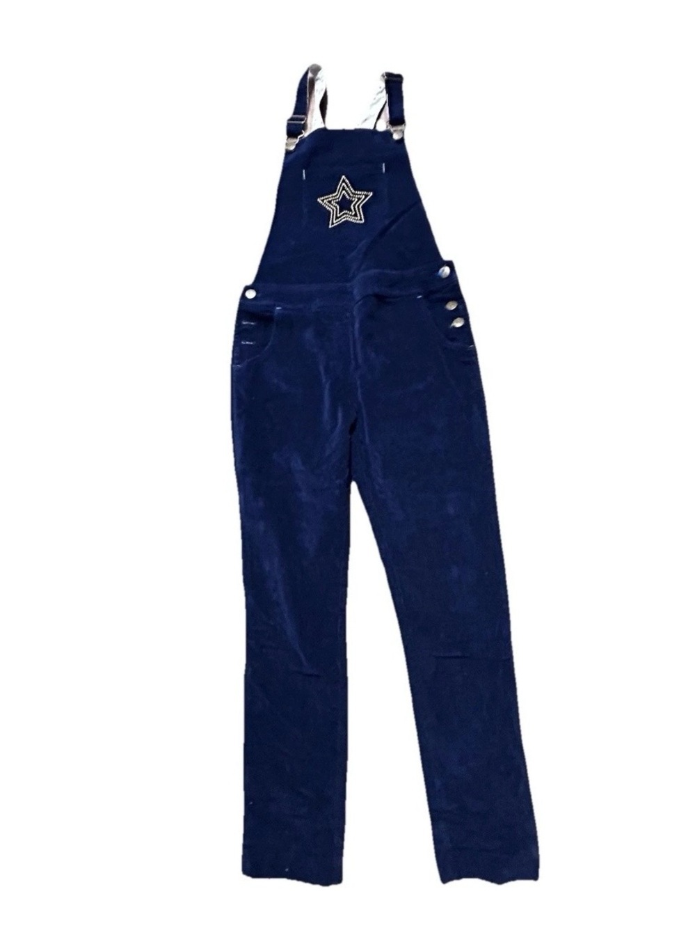 Girls Boden Navy Blue Velvet Overalls Slight Flaw Size 11-12Y Embroidered Star